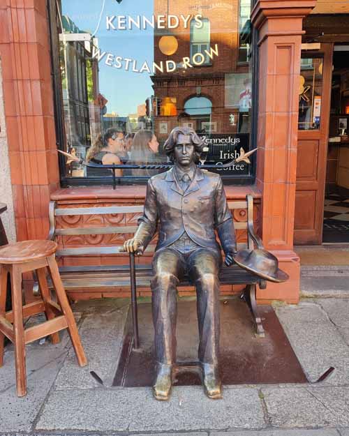 Our World Is A Book - Dublin's Literary Attractions - Oscar Wilde Statue at Kennedy's