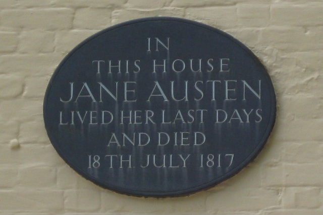 Our world is a book-Jane Austen's Bath - Plaque on home in Winchester